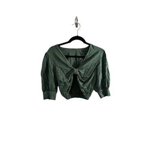 Young Fabulous and Broke green crop top size small linen blend